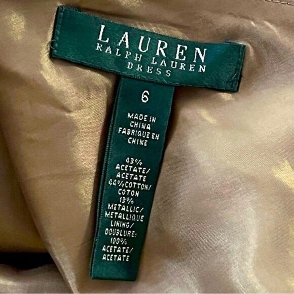 RALPH LAUREN DRESS WOMEN'S SIZE 6 BRONZE BROCADE SLEEVELESS SHEATH - Picture 7 of 7